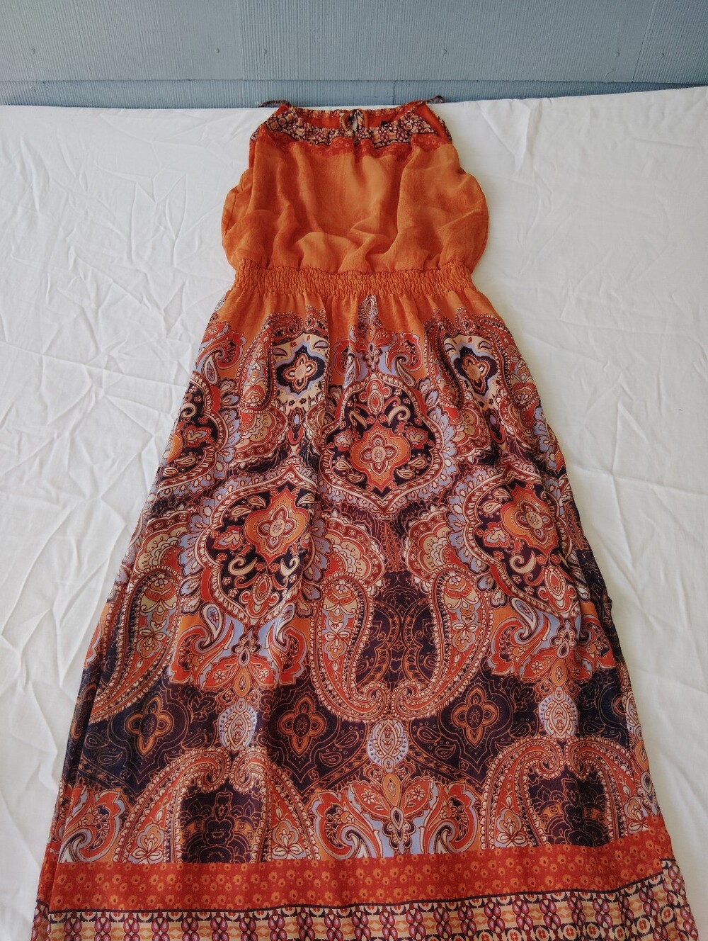 En Focus 8Petite Orange Paisley Maxi Dress
